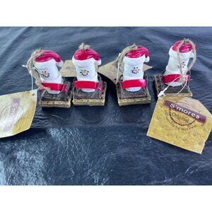 4 Original S'mores Snowman Christmas Tree Ornaments 2010 Retired Bed Bath Beyond